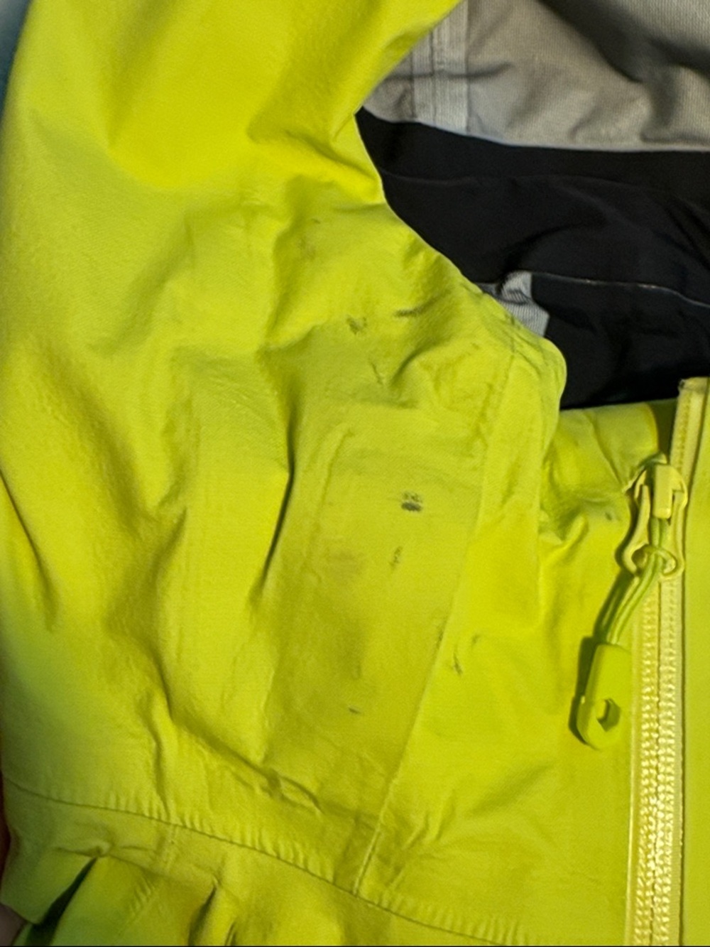 Mountain Hardwear High-Vis Bright Yellow Waterproof Hooded Rain Jacket XL - Picture 8 of 15